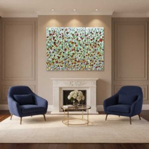 Field panel painting called Jolie (on the wall) by Keren de Vreede