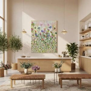 Fields painting called Lizelle (on the wall) by Keren de Vreede