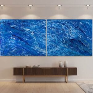 Abstract panel painting called The child (on the wall) by Keren de Vreede