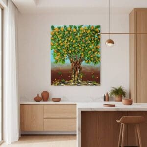 Tree painting called Valencia (on the wall) by Keren de Vreede