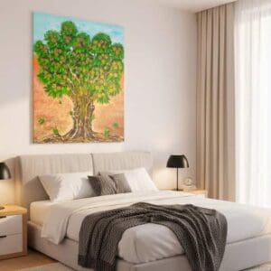 Tree painting called Verona (on the wall) by Keren de Vreede