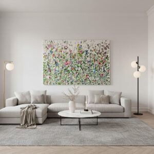 Fields painting called Wildflower symphony (on the wall) by Keren de Vreede